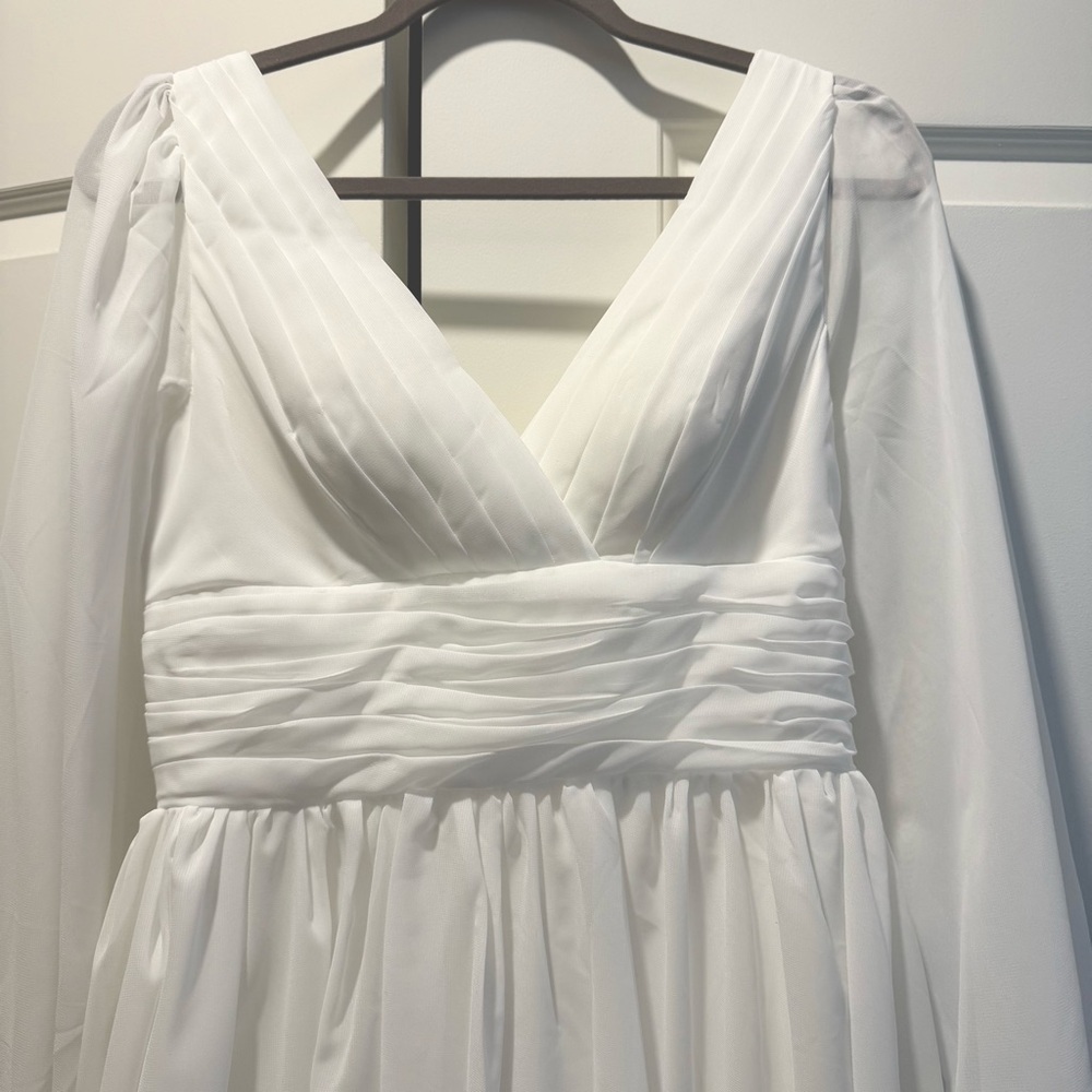NWOT Boho White Long Sleeve Dress - Picture 3 of 5